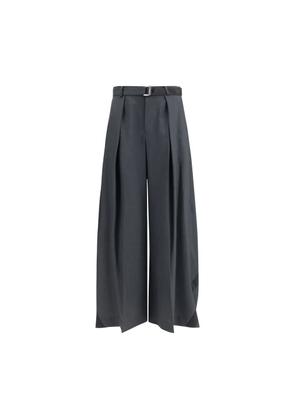 Sacai Gray Polyester Casual Pants - 1