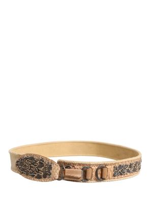 Ermanno Scervino Beige Canvas Embellished Metal Buckle Belt - 85 cm / 34 Inches
