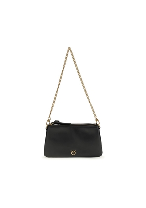 PINKO Black Calf Leather Bos Taurus Shoulder Bag