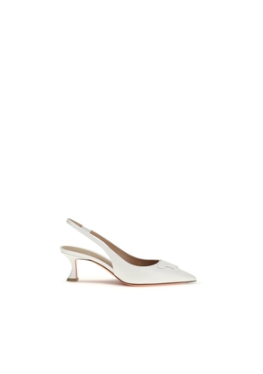 Santoni White Calf Leather Bos Taurus Mid Heel Pumps - EU36/US6