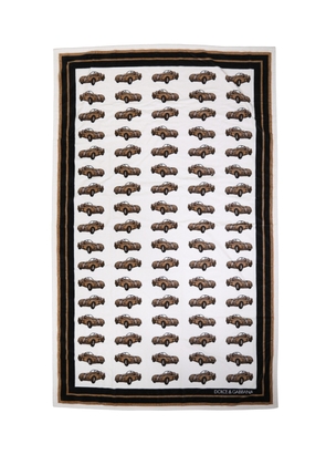 Dolce & Gabbana Towel White Cotton Car Graphic Print 115cm x 180cm Beach