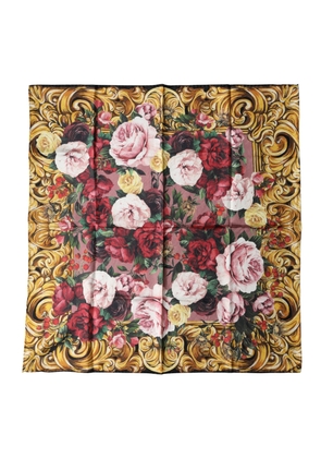 Dolce & Gabbana Multicolor Floral Silk Square Foulard 63cm x 61cm Scarf