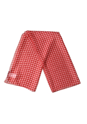 Dolce & Gabbana White Red Check Silk Wrap Foulard 140cm x 136cm Scarf
