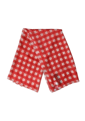 Dolce & Gabbana White Red Check Silk Wrap Foulard 118cm x 118cm Scarf