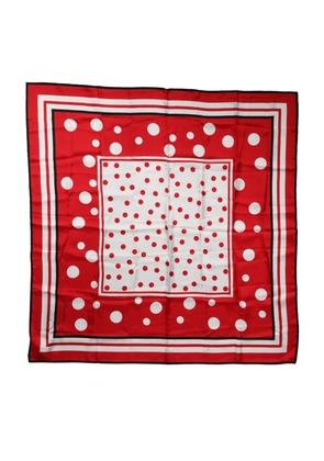Dolce & Gabbana Red White Polka Dot Square Foulard 90cm x 88cm Scarf