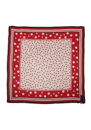 Dolce & Gabbana Red Polka Dot Print Square Stole 130cm x 130cm Scarf