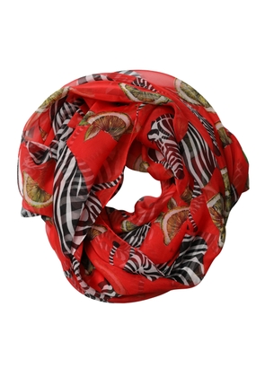 Dolce & Gabbana Red Zebra Print Silk Wrap Shawl Stole 200cm x 132cm Scarf