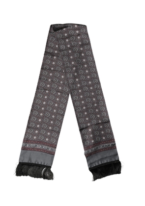 Dolce & Gabbana Grey Red Silk Medallion Print Neck Wrap Scarf