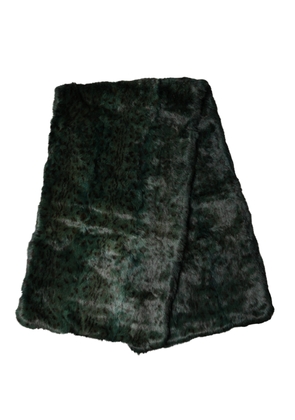 Dolce & Gabbana Black Green Stripe Fur Shawl Neck Wrap 180cm x49cm  Scarf