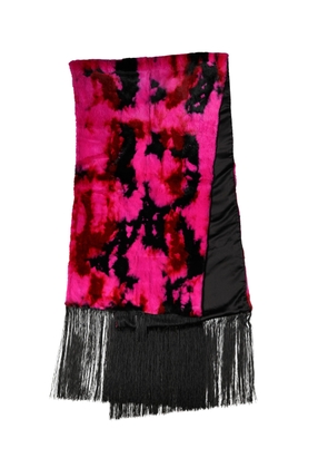 Dolce & Gabbana Pink Black Faux Fur Neck Wrap Fringes 200cm x 59cm Scarf