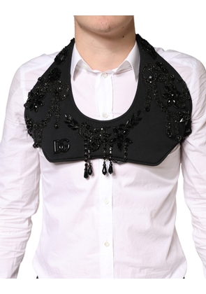 Dolce & Gabbana Black Crystal Embellished Crop Waistcoat One Size Vest - One Size