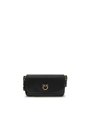 PINKO Black Calf Leather Bos Taurus Shoulder Bag