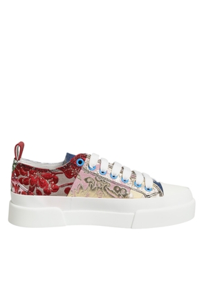 Dolce & Gabbana Multicolor Patchwork Low Top Sneakers Shoes - EU35/US4.5