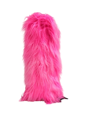 Dolce & Gabbana Pink Faux Fur Leather High Heels Boots Shoes - EU38/US7.5