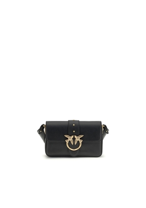 PINKO Black Calf Leather Bos Taurus Shoulder Bag
