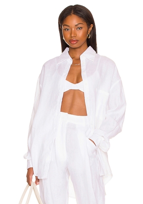 AEXAE Linen Woven Shirt in White. Size XL. Also in L, M.