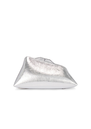 THE ATTICO 8.30 PM Clutch in Metallic Silver.