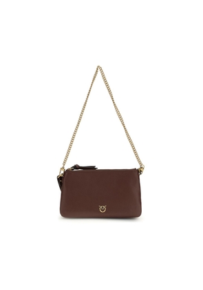 PINKO Brown Calf Leather Bos Taurus Shoulder Bag