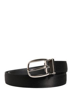 Dolce & Gabbana Men Black Classic Leather Metal Buckle Belt - 85 cm / 34 Inches