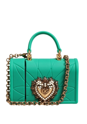Dolce & Gabbana Green Silicone Devotion Heart Bag Gold Chain  Airpods Case