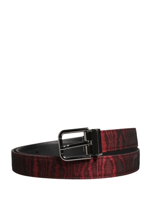 Dolce & Gabbana Men Red Jacquard Acetate Metal Buckle Belt - 90 cm / 36 Inches