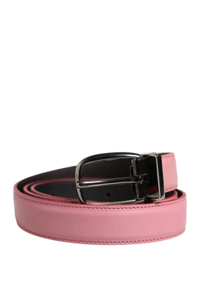 Dolce & Gabbana Men Pink Classic Leather Metal Buckle Belt - 95 cm / 38 Inches