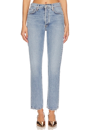 AGOLDE Riley High Rise Straight Crop Jeans in Denim-Light. Size 31. Also in 32, 33, 34.