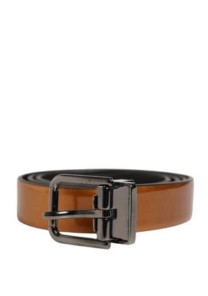 Dolce & Gabbana Men Brown Classic Leather Metal Buckle Belt - 90 cm / 36 Inches