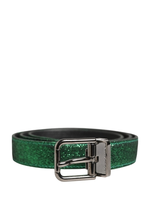 Dolce & Gabbana Men Green Lurex Polyester Metal Buckle Belt - 90 cm / 36 Inches