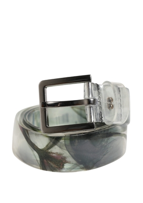 Dolce & Gabbana Men White Floral PVC Silver Metal Buckle Belt - 90 cm / 36 Inches