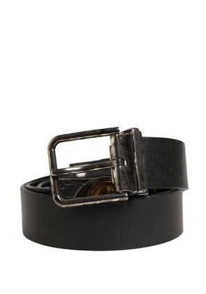 Dolce & Gabbana Men Black Classic Leather Metal Buckle Belt - 90 cm / 36 Inches