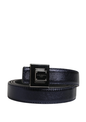 Dolce & Gabbana Men Black Classic Leather Square Buckle Belt - 85 cm / 34 Inches