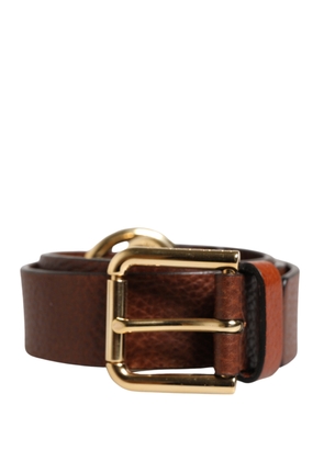 Dolce & Gabbana Men Brown Classic Leather Metal Buckle Belt - 90 cm / 36 Inches