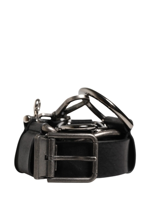 Dolce & Gabbana Black Calf Leather Silver Metal Buckle Belt - 85 cm / 34 Inches