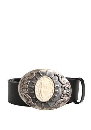 Dolce & Gabbana Black Calf Leather Ornate Metal Buckle Belt - 100 cm / 40 Inches