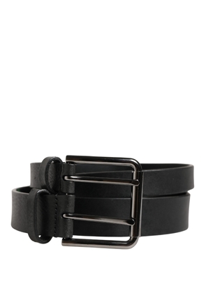 Dolce & Gabbana Black Double Strap Leather Silver Buckle Belt - 90 cm / 36 Inches