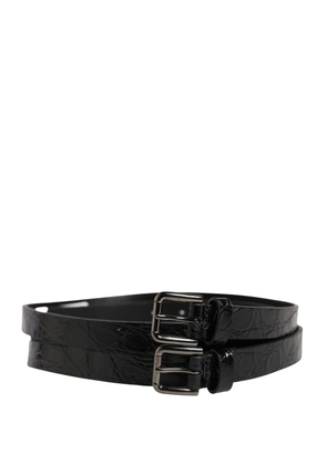 Dolce & Gabbana Black Double Strap Leather Silver Buckle Belt - 90 cm / 36 Inches