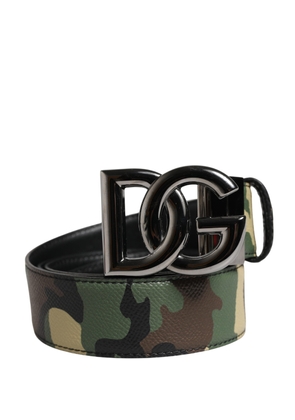Dolce & Gabbana Men Multicolor Camouflage Logo Buckle Belt - 95 cm / 38 Inches