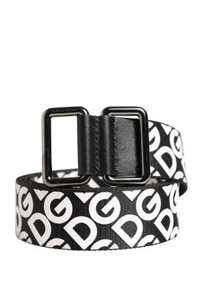 Dolce & Gabbana White Black Logo Leather Metal Buckle Belt - 105 cm / 42 Inches