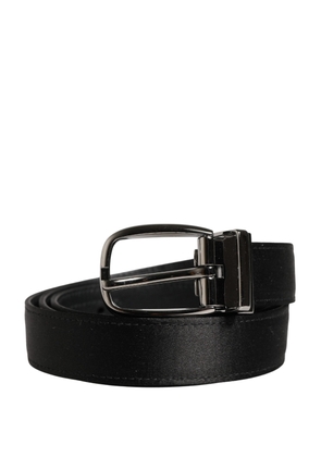 Dolce & Gabbana Men Black Classic Leather Metal Buckle Belt - 90 cm / 36 Inches