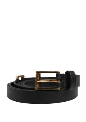 Dolce & Gabbana Men Black Leather Classic Metal Buckle Belt - 100 cm / 40 Inches