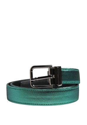 Dolce & Gabbana Men Green Lurex Polyester Metal Buckle Belt - 85 cm / 34 Inches