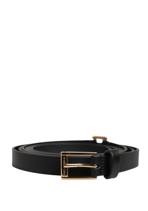 Dolce & Gabbana Belt Men Black Leather Classic Metal Buckle - 110 cm / 44 Inches