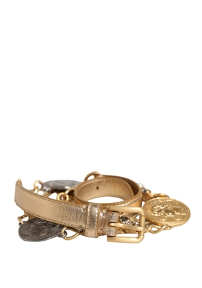 Dolce & Gabbana Gold Brass Chain Coin Embellished Metal Buckle Belt - L