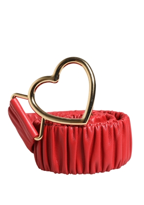 Dolce & Gabbana Red Leather Gold Heart Metal Buckle Belt - 95 cm / 38 Inches
