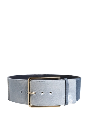Dolce & Gabbana Blue Two Tone Denim Gold Metal Buckle Belt - 90 cm / 36 Inches