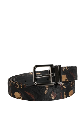 Dolce & Gabbana Multicolor Jacquard Silver Metal Buckle Belt - 95 cm / 38 Inches