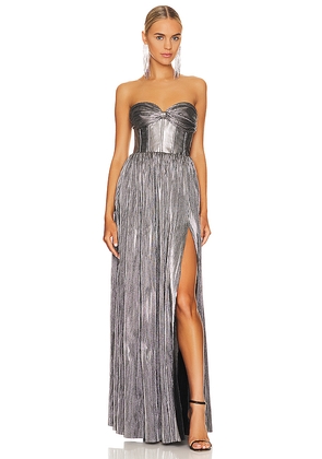 Bronx and Banco Florence Gown in Metallic Silver. Size M. Also in S, XS.
