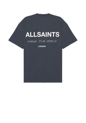 ALLSAINTS Underground Short Sleeve Crew in Slate. Size L. Also in M.