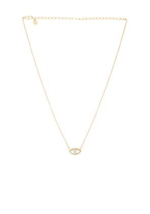 Ettika All Knowing Eye Crystal Necklace in Metallic Gold.